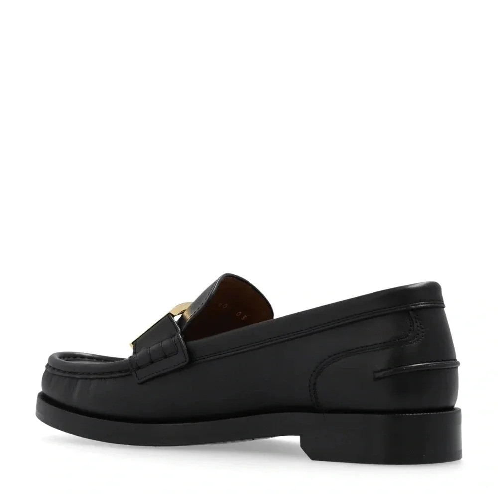 New Fendi Black Slip On Baguette Loafer with Gold Monogram Buckle SIZE 10.5 - Picture 4 of 14